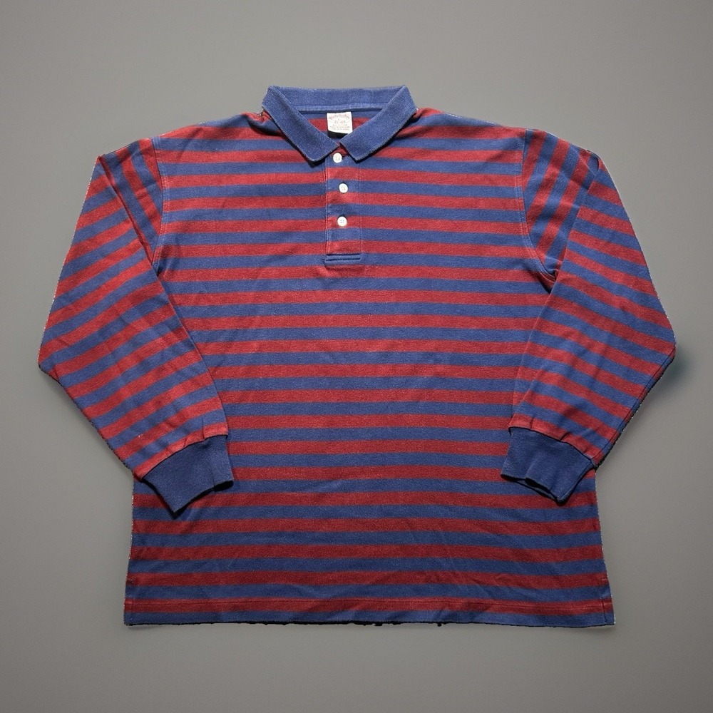 Vintage Brooks Brothers Rugby Style Polo Shirt Long Sleeve Striped Cotton Large